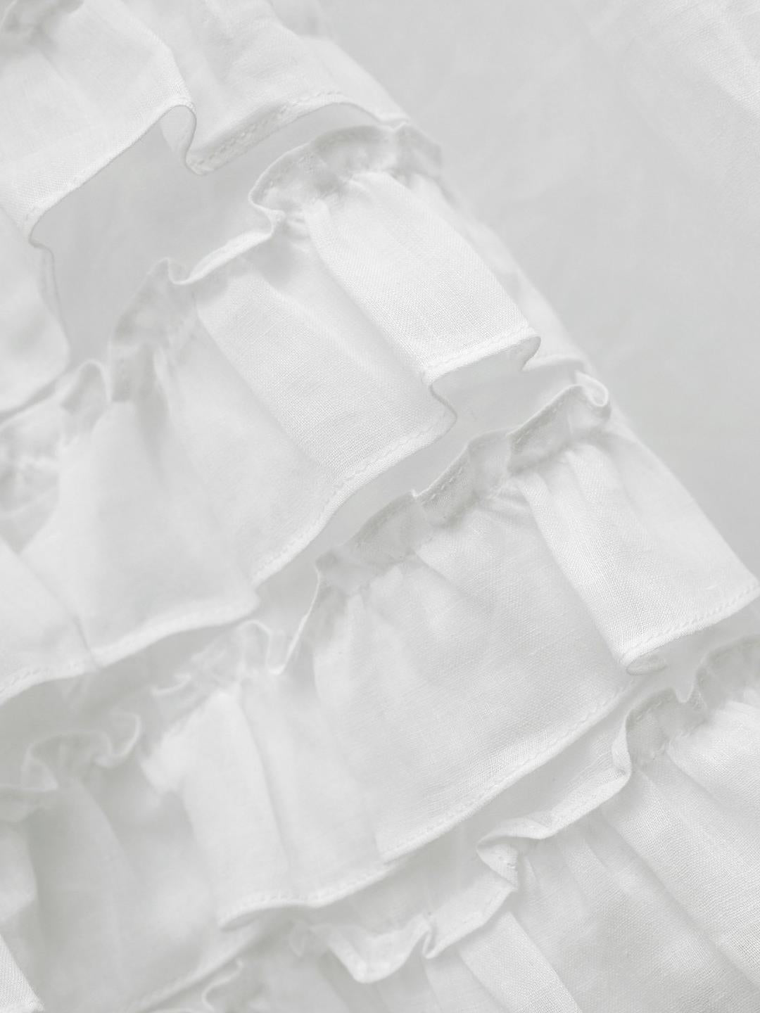 Unlogical Poem Victorian Style Ruffled White Ramie Dress