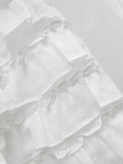 Unlogical Poem Victorian Style Ruffled White Ramie Dress