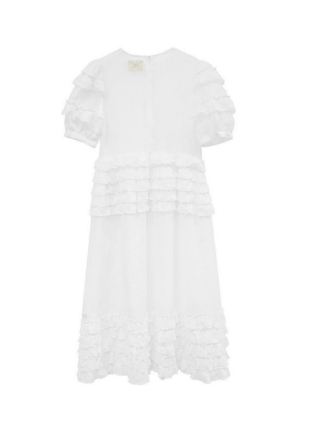 Unlogical Poem Victorian Style Ruffled White Ramie Dress