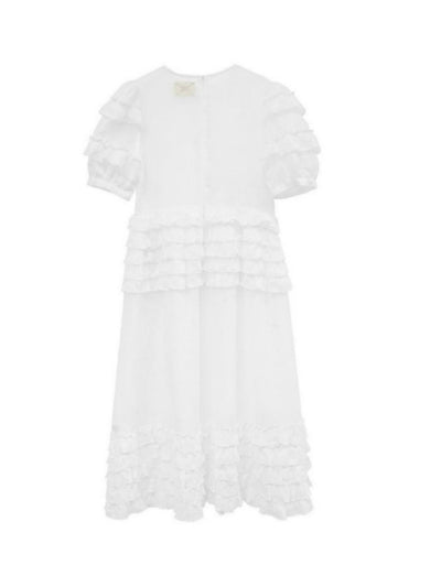 Unlogical Poem Victorian Style Ruffled White Ramie Dress
