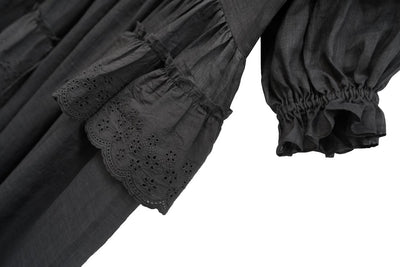 Unlogical Poem Irregular lace classical ramie dress