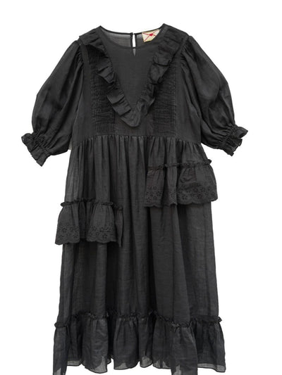 Unlogical Poem Irregular lace classical ramie dress