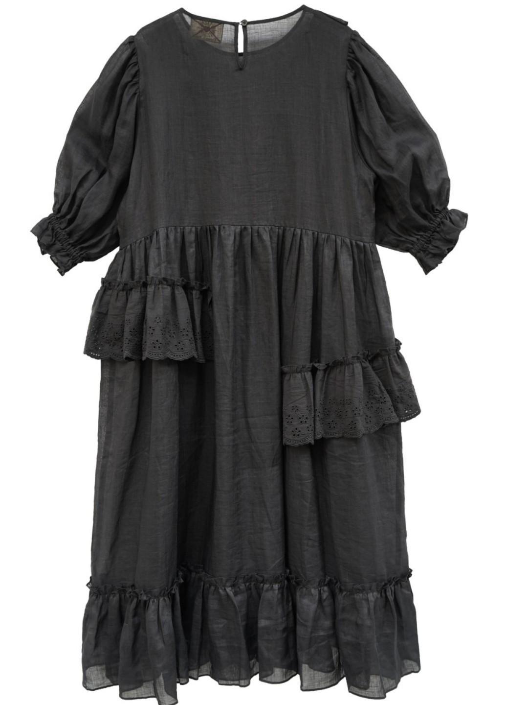 Unlogical Poem Irregular lace classical ramie dress