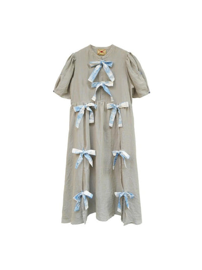 Unlogical Poem Vintage-Style  Lace-Up Bow Long Dress