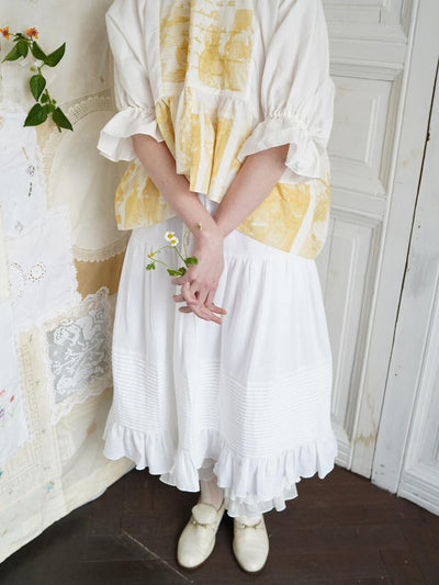 Unlogical Poem Victorian-Style Piped Ruffle Midi Skirt