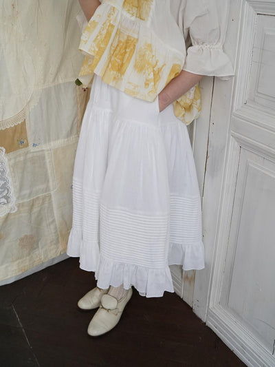 Unlogical Poem Victorian-Style Piped Ruffle Midi Skirt