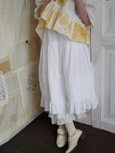 Unlogical Poem Victorian-Style Piped Ruffle Midi Skirt