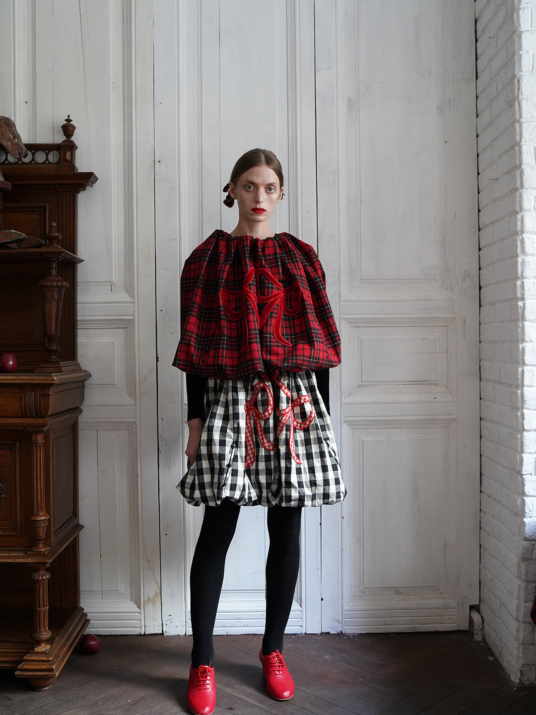 Unlogical Poem Victorian-style Tartan Woolen Top/Skirt