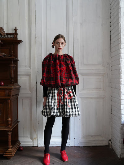 Unlogical Poem Victorian-style Tartan Woolen Top/Skirt