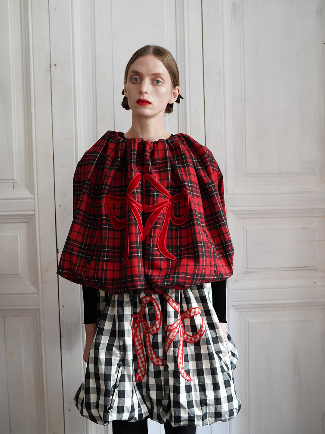 Unlogical Poem Victorian-style Tartan Woolen Top/Skirt