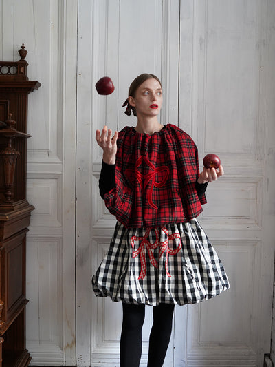 Unlogical Poem Victorian-style Ginghim Cotton Top/Skirt