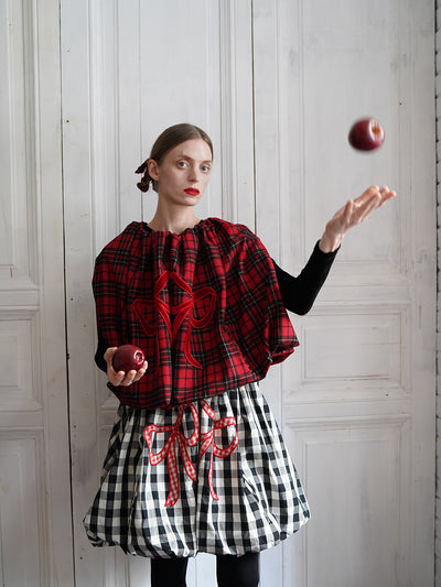 Unlogical Poem Victorian-style Tartan Woolen Top/Skirt