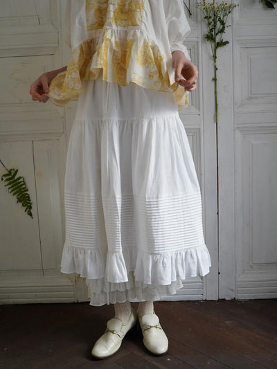 Unlogical Poem Victorian-Style Piped Ruffle Midi Skirt
