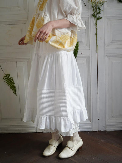 Unlogical Poem Victorian-Style Piped Ruffle Midi Skirt