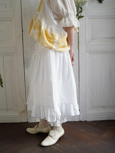 Unlogical Poem Victorian-Style Piped Ruffle Midi Skirt
