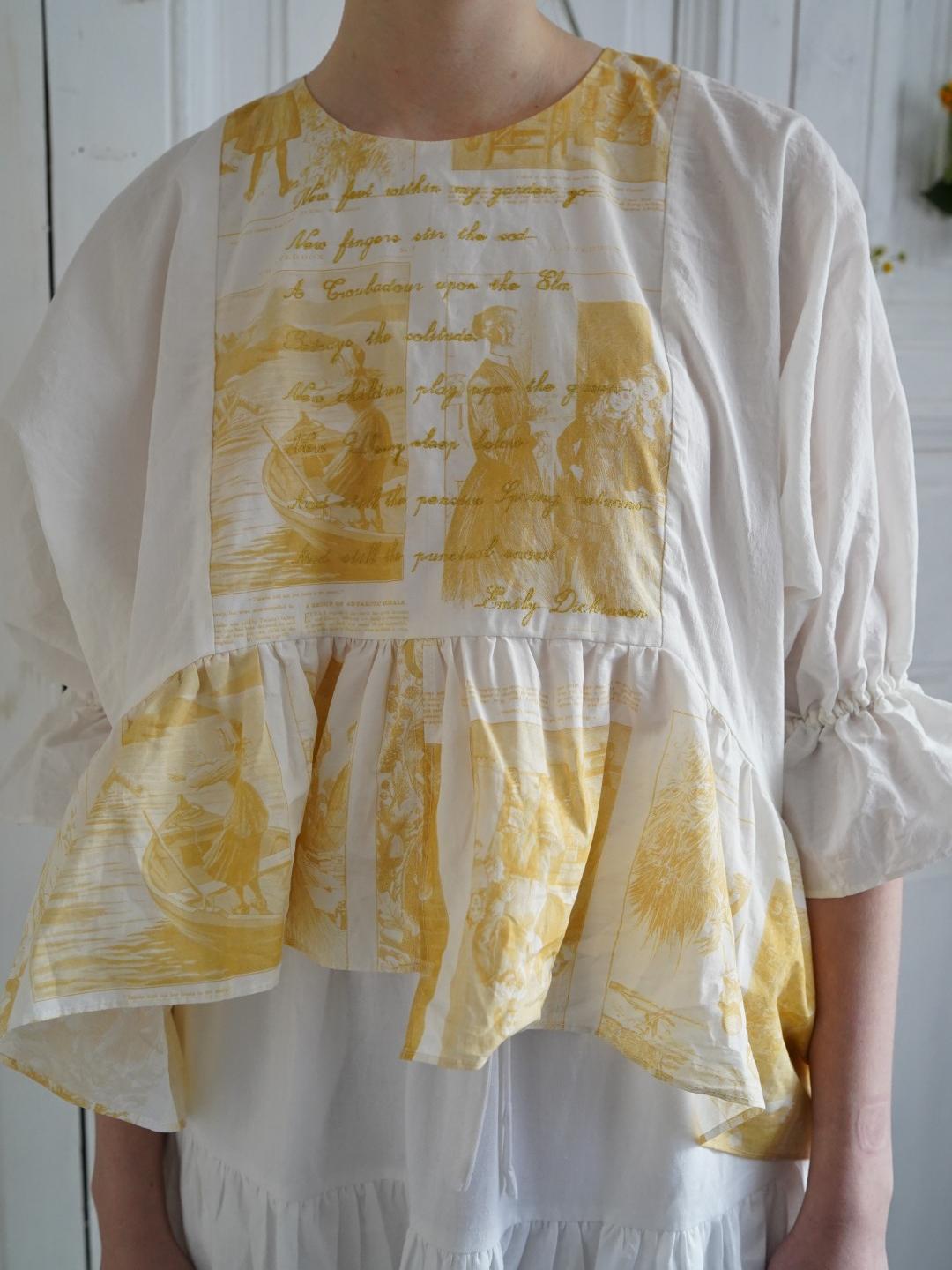 Unlogical Poem  Poetic Embroidered Ruffle Top with Batwing Sleeves