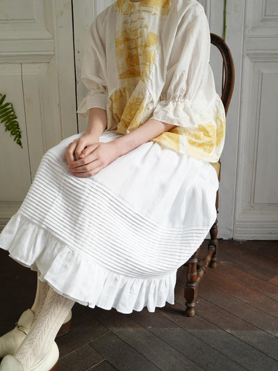 Unlogical Poem Victorian-Style Piped Ruffle Midi Skirt