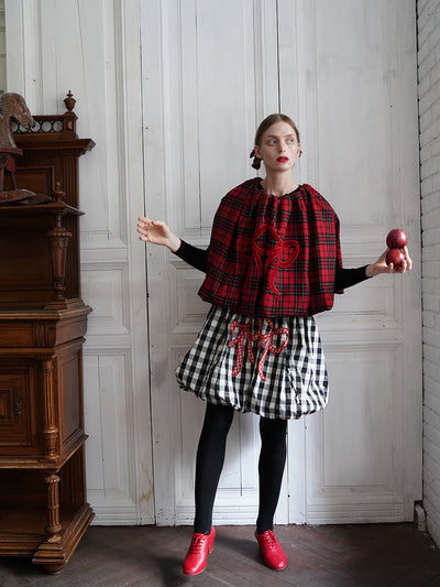 Unlogical Poem Victorian-style Ginghim Cotton Top/Skirt