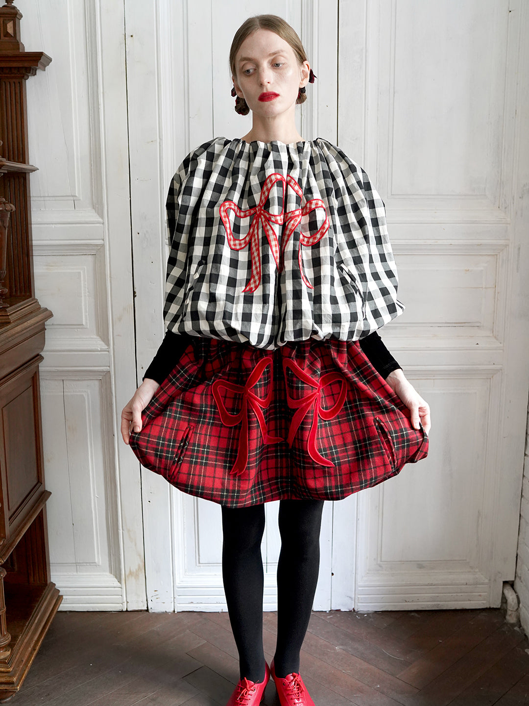 Unlogical Poem Victorian-style Tartan Woolen Top/Skirt