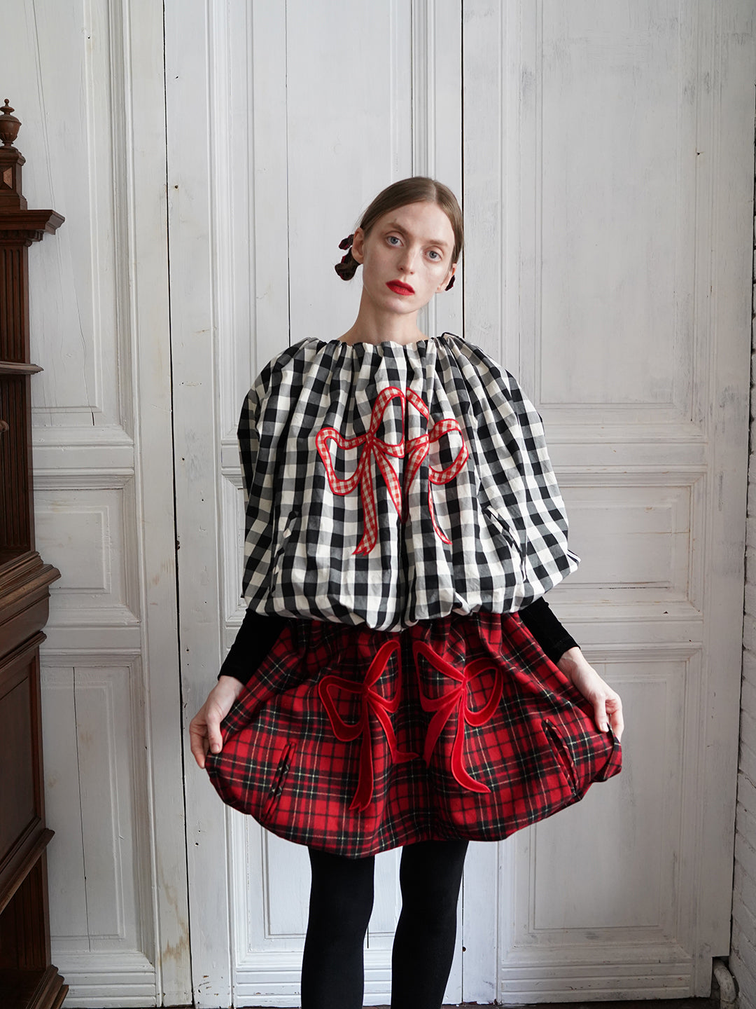 Unlogical Poem Victorian-style Tartan Woolen Top/Skirt