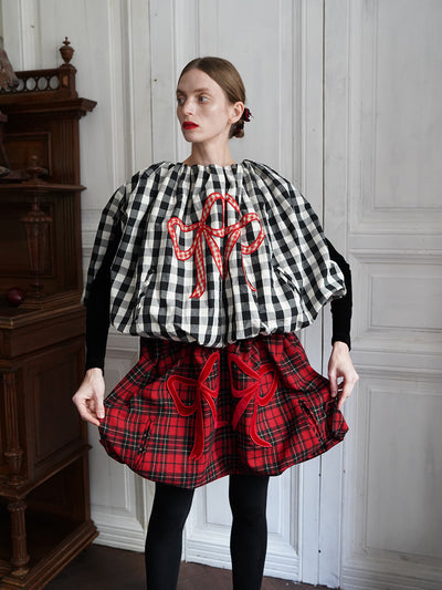 Unlogical Poem Victorian-style Tartan Woolen Top/Skirt