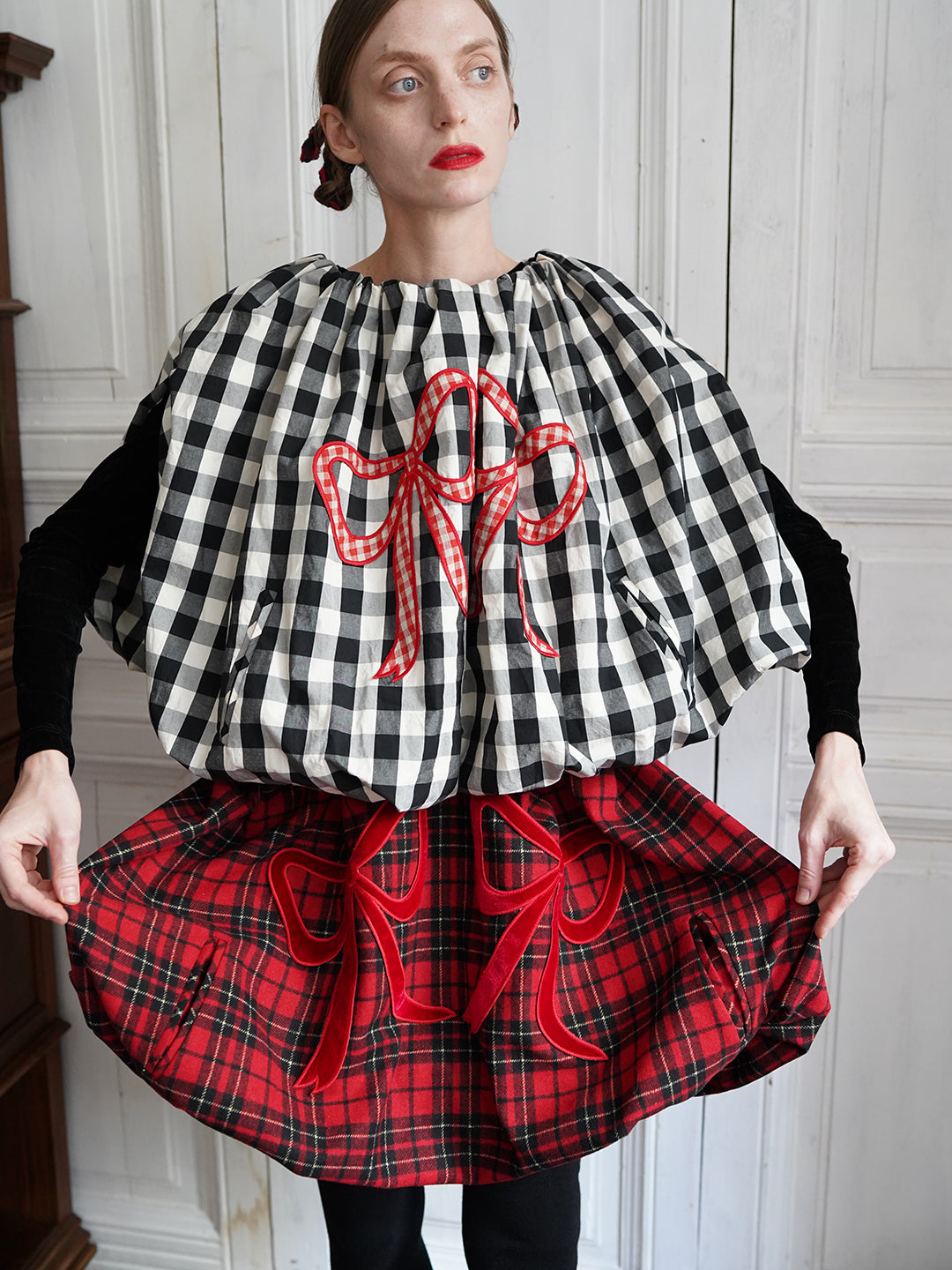 Unlogical Poem Victorian-style Tartan Woolen Top/Skirt