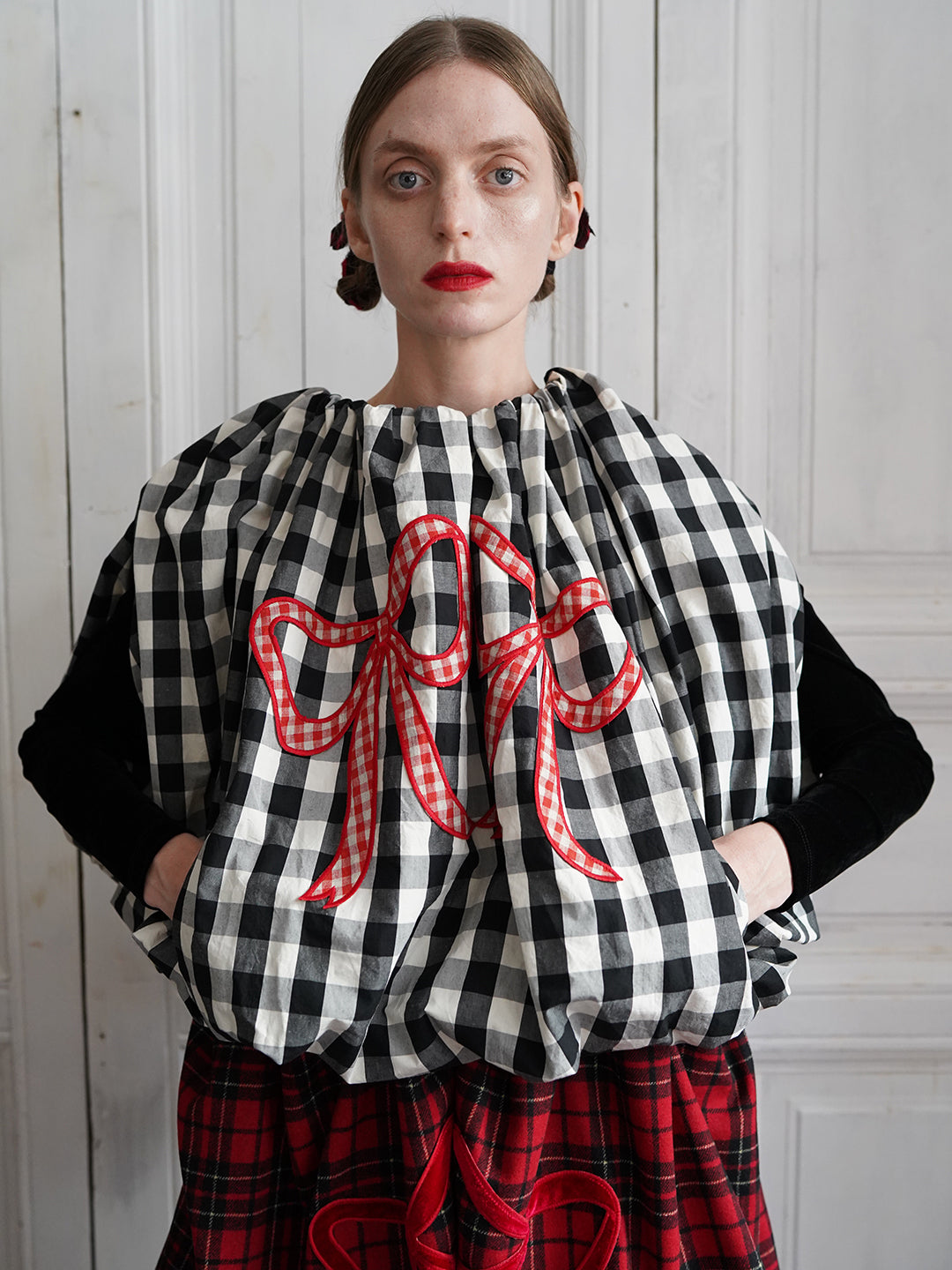 Unlogical Poem Victorian-style Ginghim Cotton Top/Skirt