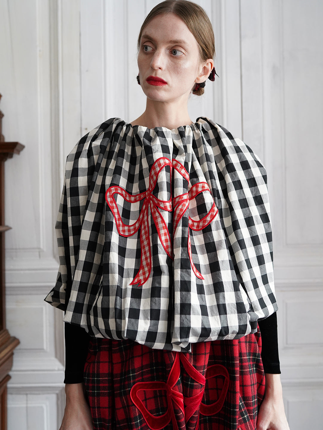 Unlogical Poem Victorian-style Ginghim Cotton Top/Skirt