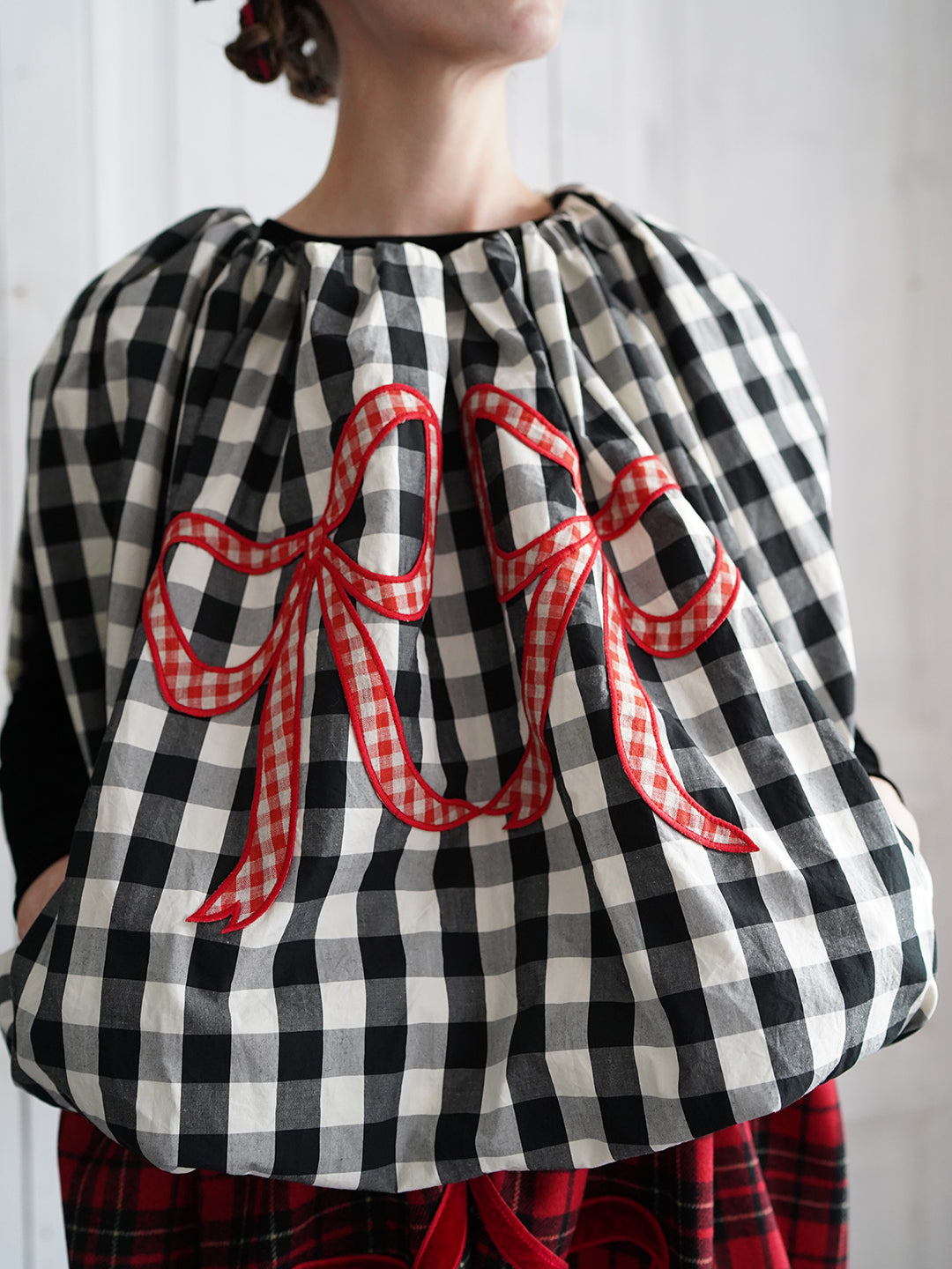 Unlogical Poem Victorian-style Ginghim Cotton Top/Skirt