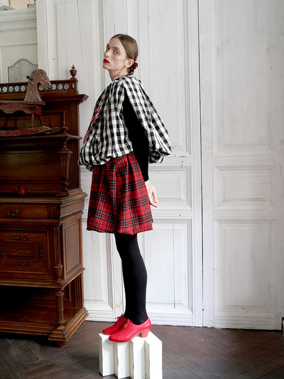 Unlogical Poem Victorian-style Ginghim Cotton Top/Skirt