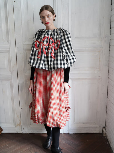 Unlogical Poem Retro-style Bow Linen Bud Skirt