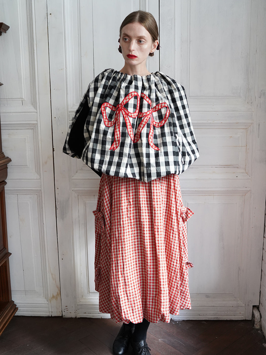 Unlogical Poem Victorian-style Ginghim Cotton Top/Skirt