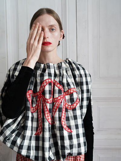 Unlogical Poem Victorian-style Ginghim Cotton Top/Skirt