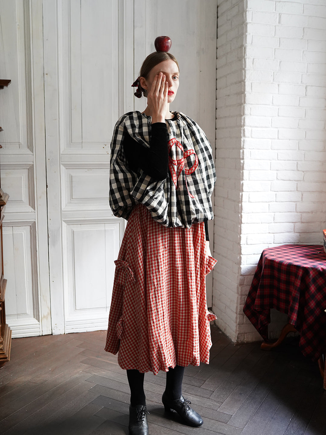 Unlogical Poem Retro-style Bow Linen Bud Skirt