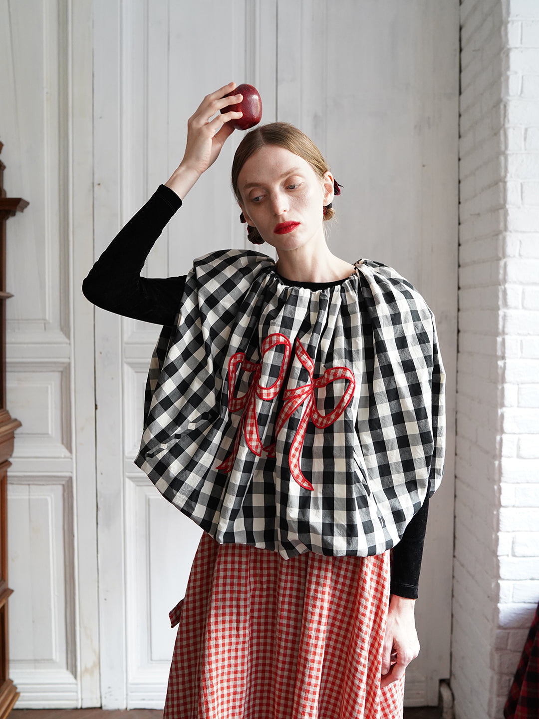 Unlogical Poem Victorian-style Ginghim Cotton Top/Skirt