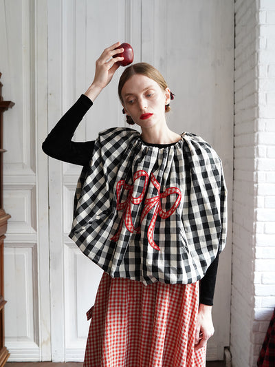 Unlogical Poem Victorian-style Ginghim Cotton Top/Skirt