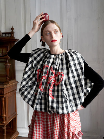 Unlogical Poem Victorian-style Ginghim Cotton Top/Skirt