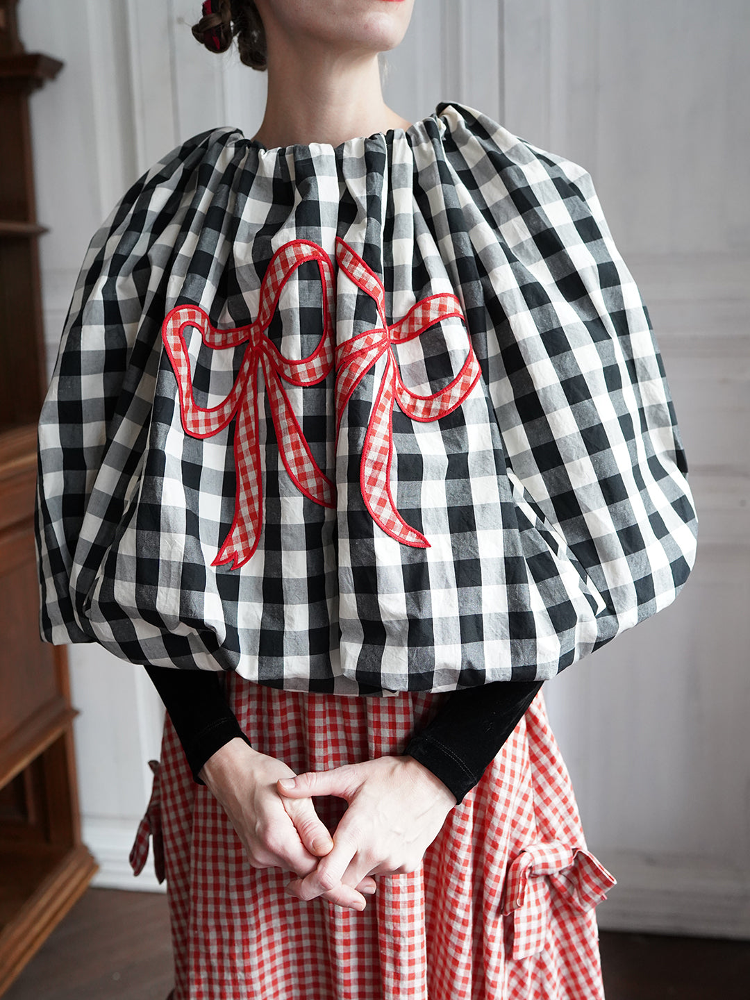 Unlogical Poem Victorian-style Ginghim Cotton Top/Skirt
