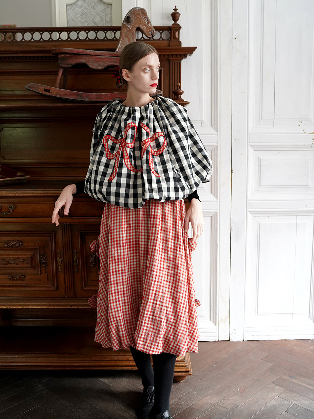 Unlogical Poem Retro-style Bow Linen Bud Skirt