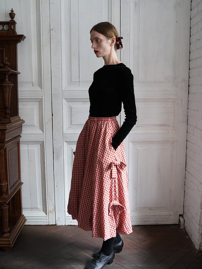 Unlogical Poem Retro-style Bow Linen Bud Skirt