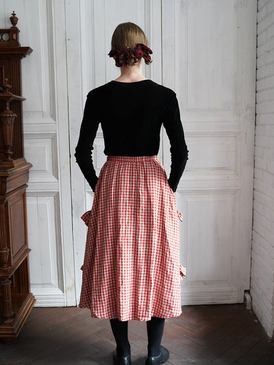 Unlogical Poem Retro-style Bow Linen Bud Skirt