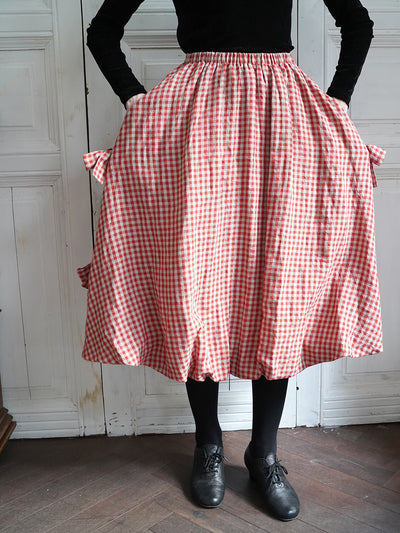 Unlogical Poem Retro-style Bow Linen Bud Skirt