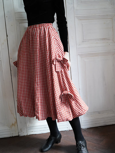 Unlogical Poem Retro-style Bow Linen Bud Skirt