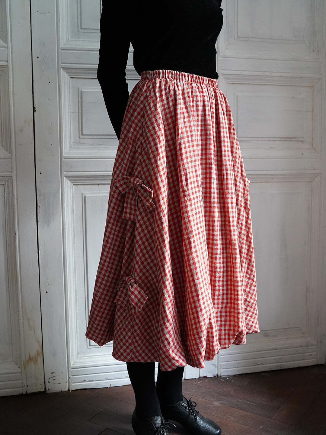 Unlogical Poem Retro-style Bow Linen Bud Skirt
