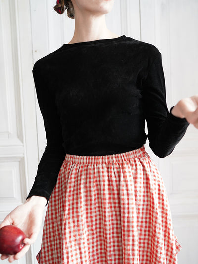 Unlogical Poem Retro-style Black Velvet Top