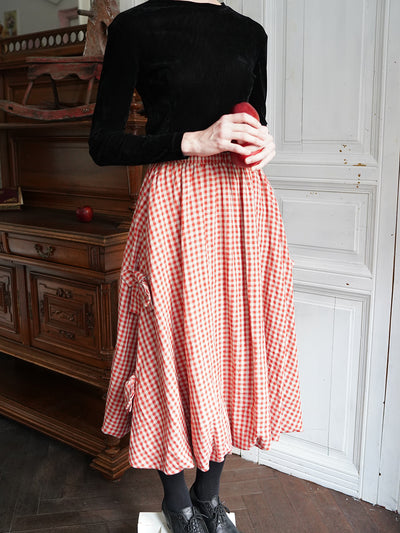 Unlogical Poem Retro-style Bow Linen Bud Skirt