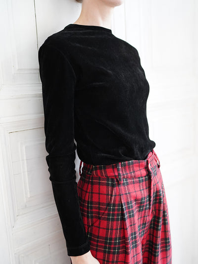 Unlogical Poem Retro-style Black Velvet Top