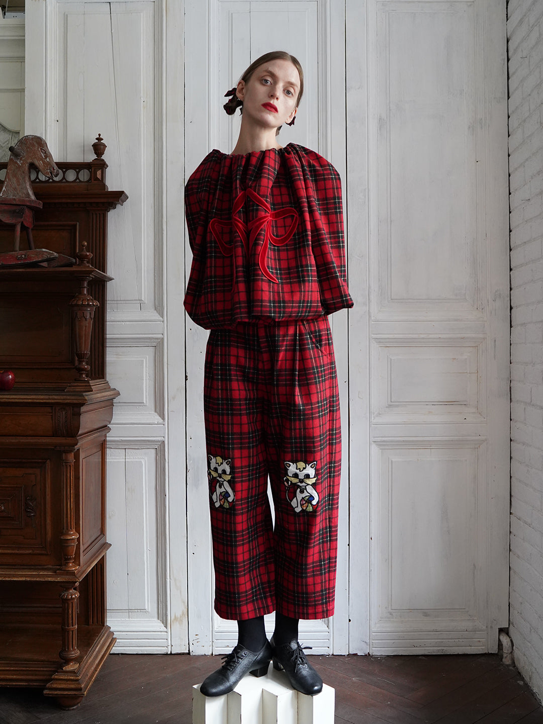 Unlogical Poem Victorian-style Tartan Woolen Top/Skirt