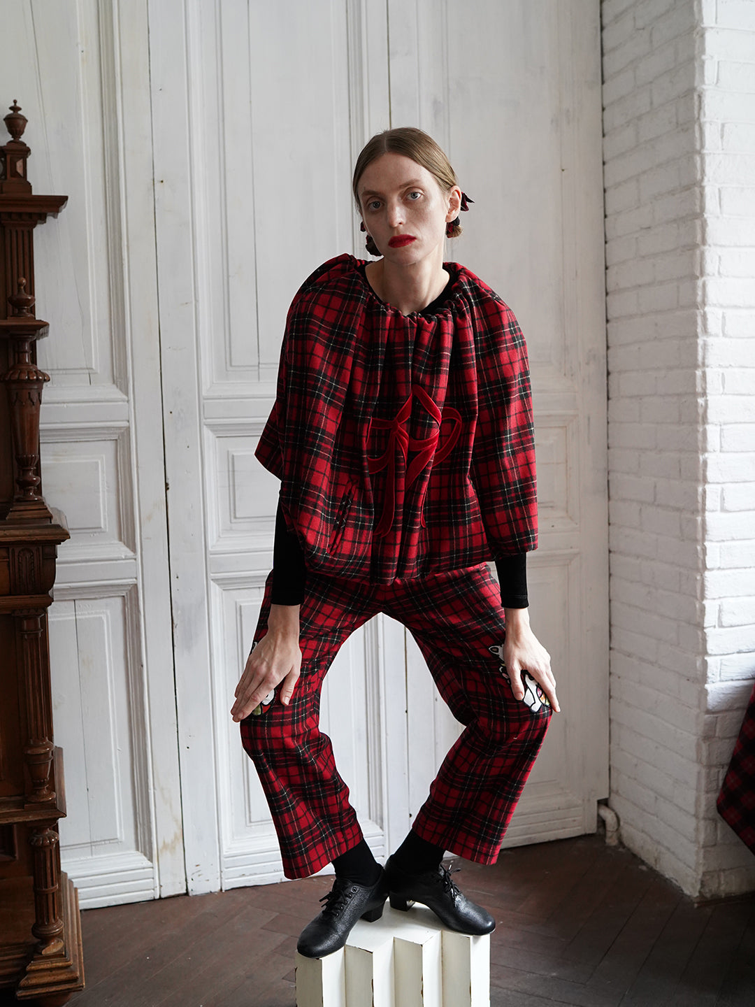 Unlogical Poem Victorian-style Tartan Woolen Top/Skirt