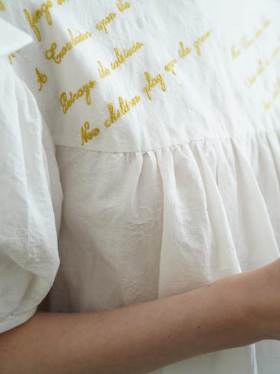 Unlogical Poem Puff Sleeve Embroidered Dress